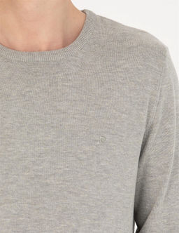 A__k Gri Melanj Slim Fit Bisiklet Yaka Basic Triko Kazak - Pierre cardin фото 7