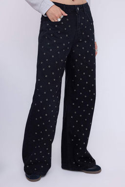 Teen Siyah Kusgozu Detayl? Yuksek Bel Wide Leg Jeans TWOAW26JE00041