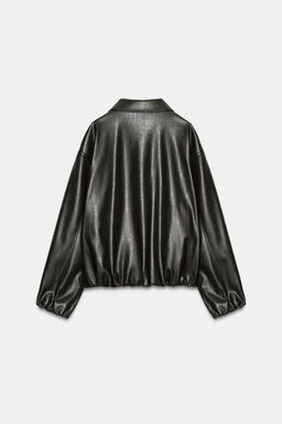 LEATHER EFFECT JACKET WITH ELASTICATED DETAILS - Zara фото 13