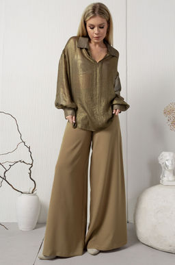 Блуза AMORI 6451 хаки с блеском  фото 3