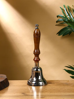 Колокольчик «Серебряный звон», 8×8×24 см, алюминий, с деревянной ручкой