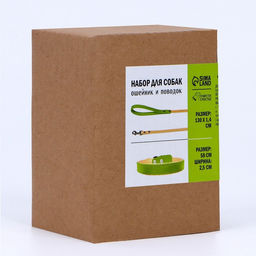 Комплект ошейник (58х2.5 см) и поводок (130х1.4 см) из экокожи, салатовый с бежевым - Пушистое счастье фото 8