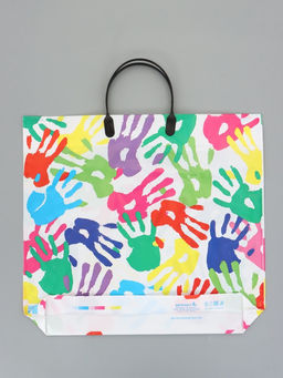 Цена за 10 шт. Пакет "Ладошки", полиэтиленовый с пластиковой ручкой, 38 х 34 + 3 см, 90 мкм