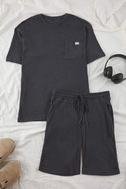 TRENDYOL MAN Lacivert Oversize Fit Fitilli Orme Sortlu Pijama Tak?m? TMNSS25PT00030 - Trendyolmilla фото 6