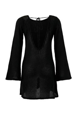 Siyah Triko S?rt Detayl? Super Mini Plaj Elbisesi TBESS26EL00008