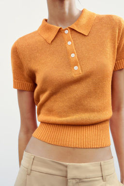 PLAIN KNIT POLO TOP - Zara фото 10