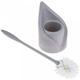 Ерш унитазный пластмассовый со съемной ручкой "Каноэ" 48см, с подставкой 14х16,5см h18,5см, серый (Китай)