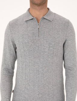 A__k Gri Melanj Regular Fit Polo Yaka Fermuarl_ Triko Kazak - Pierre cardin фото 6