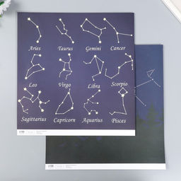 Цена за 5 шт. Бумага для скрапбукинга двусторонняя «Созвездия», плотность 180 г, 30.5×32 см