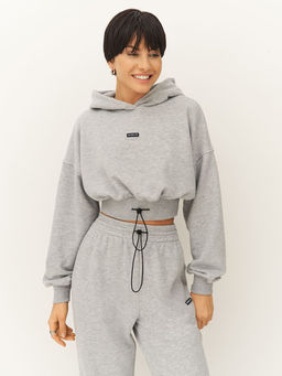 =Кроп-худи с капюшоном и широким поясом со шнуром на стоппере