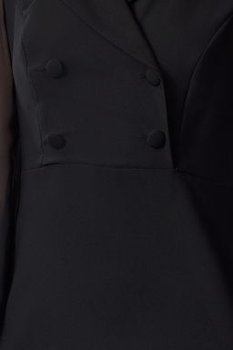 TRENDYOLMILLA Siyah Vucudu Saran Sifon Kol Detayl? Midi Dokuma Elbise TWOAW25EL00137  фото 3