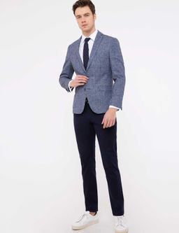 Темно-синие брюки узкого кроя из плотной ткани