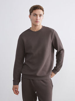 Bisiklet Yaka Dokulu Erkek Sweatshirt