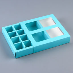 Коробка для 8 конфет + шоколад, с окном, мята, 17.7×17.7×3.8 см