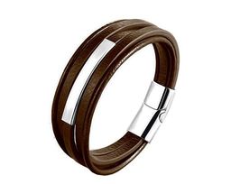 Браслет из кожи и стали, ALB47к