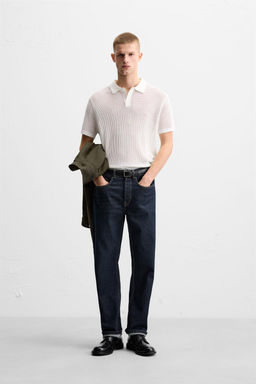 OPENWORK TEXTURED POLO SHIRT
