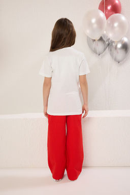 Ekru K?z Cocuk %100 Pamuk Kelebek Desenli Regular/Normal Kal?p K?sa Kol Orme T-Shirt TKDSS25TS00035 - Trendyolmilla фото 6
