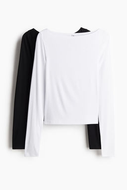 2-pack ribbed boat-neck tops - H&m фото 5