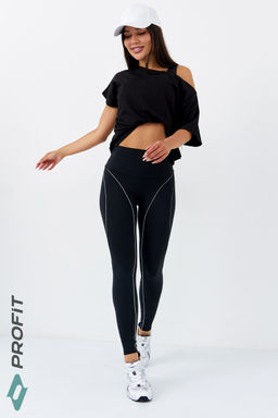 Спортивные леггинсы с кантом, черные, lp.340.001 - Profit фото 2