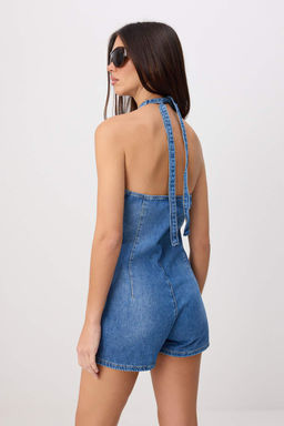 Mavi Halter Yaka K_sa Denim Tulum TWOSS26TU00048 - Trendyolmilla фото 9