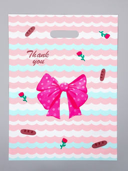Цена за 50 шт. Пакет полиэтиленовый с вырубной ручкой "Розовый бант" 30 х 40 см 60 мкм