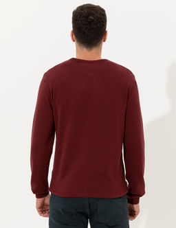 Bordo Slim Fit Bisiklet Yaka Basic Triko Kazak - Pierre cardin фото 5