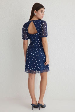 TRENDYOLMILLA Mavi Cicekli A Kesim Sifon Mini Astarl? Dokuma Elbise TWOSS22EL2168 фото 13