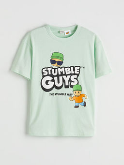 Bisiklet Yaka Stumble Guys Bask?l? Erkek ?ocuk Ti??rt