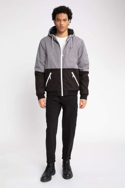 Водоотталкивающее пальто приталенного кроя с капюшоном на флисовой подкладке из искусственного меха - Defacto фото 2