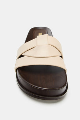 SANDALIA PLANA PIEL CRUZADA / Blanco Crudo - Zara фото 5