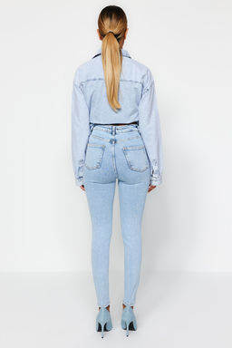 Ac?k Mavi Yuksek Bel Skinny Jeans TWOSS23JE00072 - Trendyolmilla фото 5