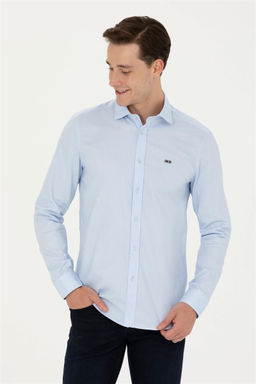 U. S. Polo Assn Мужская голубая базовая рубашка с длинным рукавом