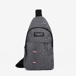 Сумка слинг мужская из текстиля, отверстие для наушников, цвет серый - Simaland фото 2