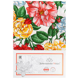 Скатерть 120х145см Дикая роза, длина стола до 105см, на 4 персоны, хлопок Комфорт 171г/м2, упаковка классическая 28х41см, Домашняя мода (Россия)  фото 5