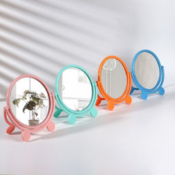 Зеркало настольное, с рамкой для фото, d=23.5 см, (d=17.5 см), МИКС