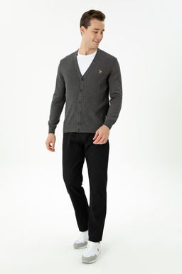 Мужской базовый трикотажный кардиган антрацитового меланжа - U.s. polo assn фото 4