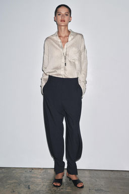 ZW COLLECTION PINSTRIPE BALLOON TROUSERS - Zara фото 6