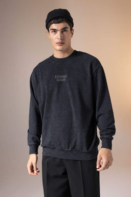 Толстовка оверсайз с круглым вырезом - Defacto фото 2