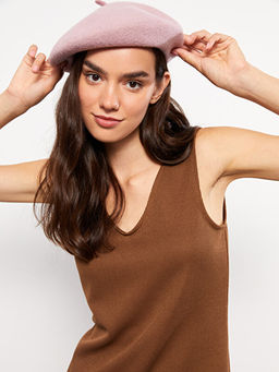 Kad?n V Yaka D?z T?vit Elbise