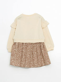 Bisiklet Yaka Leopar Desenli K?z ?ocuk Elbise