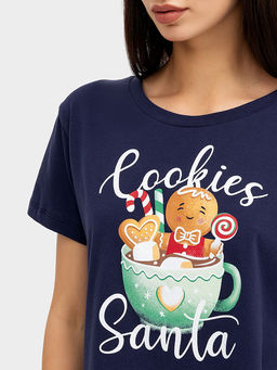 Комплект женский (джемпер, шорты) синий с принтом конфеты - Mark formelle фото 4