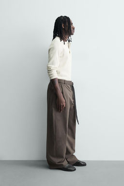 PANTAL?N WIDE FIT CINTUR?N / Gris topo - Zara фото 4
