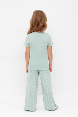 К 1636/голубая дымка,двойная клетка пижама дет