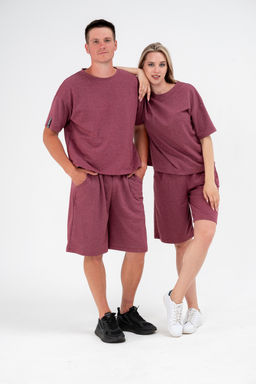 Костюм из футера унисекс бордо-меланж - Амадэль фото 12