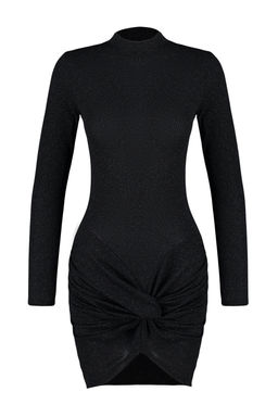 Trendyolmilla Siyah Vucuda Oturan Par?lt?l? Simli Orme K?sa S?k Abiye Elbise TPRAW24EL00006  фото 7