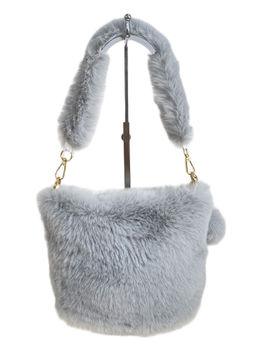 Женская сумка из искусственного меха, цвет светло серый - Greta фото 2