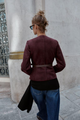 FAUX SUEDE BLAZER WITH BELT - Zara фото 5