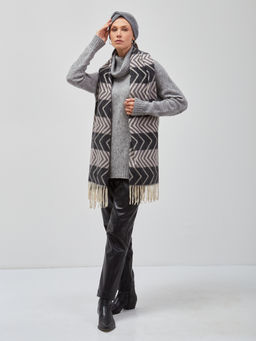 В составе шерсть и кашемир! теплый двусторонний палантин - Tantino фото 2