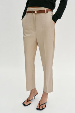 PANTAL?N TIRO ALTO CINTUR?N / Camel claro - Zara фото 2