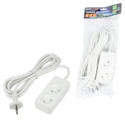 S-CU2-5 WHITE Удлинитель серии Ultra, шнур 5м., 2 гнезда, 10A, б/з. Белый. TM Uniel